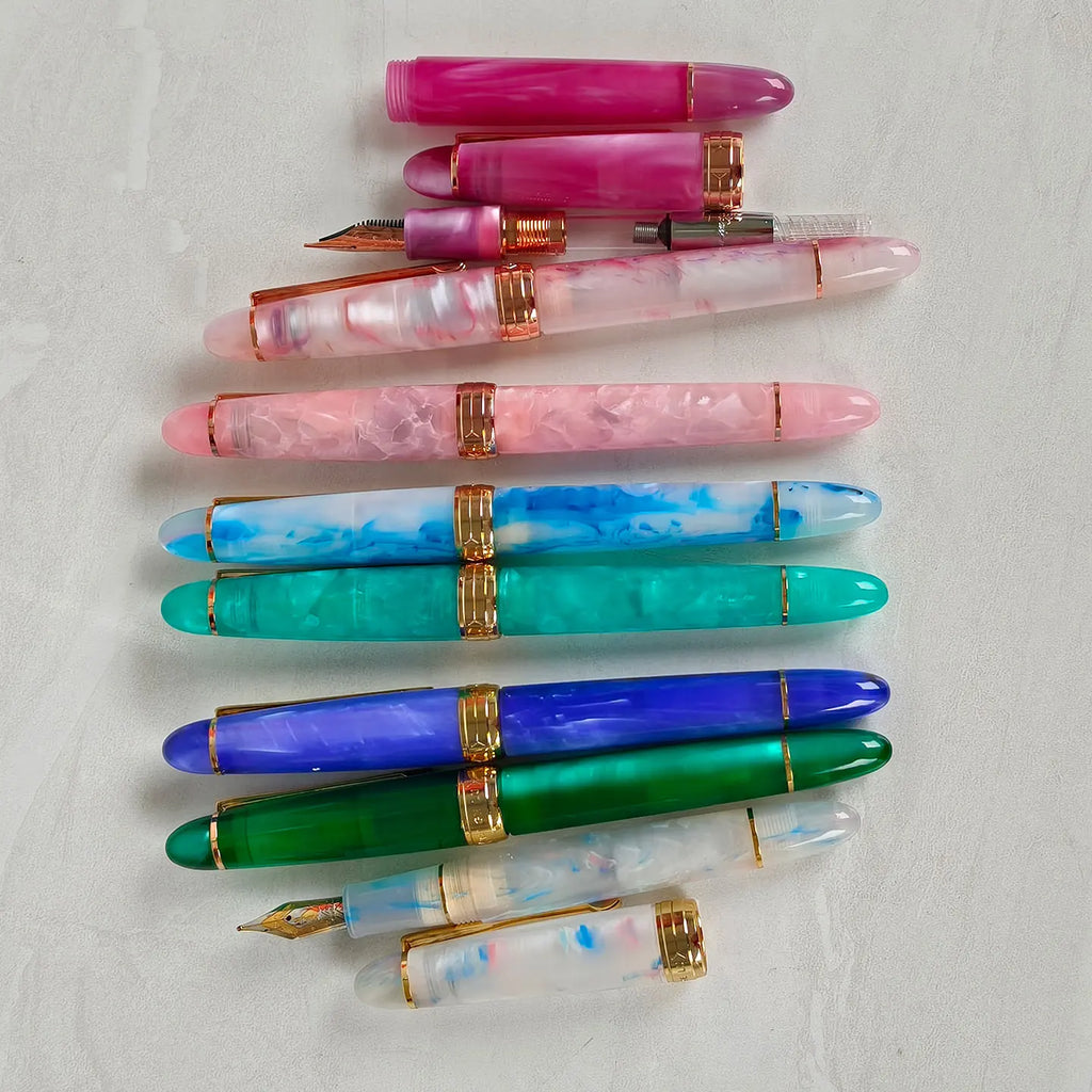 Kaigelu 356 Resin Fountain Pen with Gold Clip, EF/F/M Nibs, Beautiful Five-Color Writing Pen, Office Business Home Gift Ink Pen Zpaxo