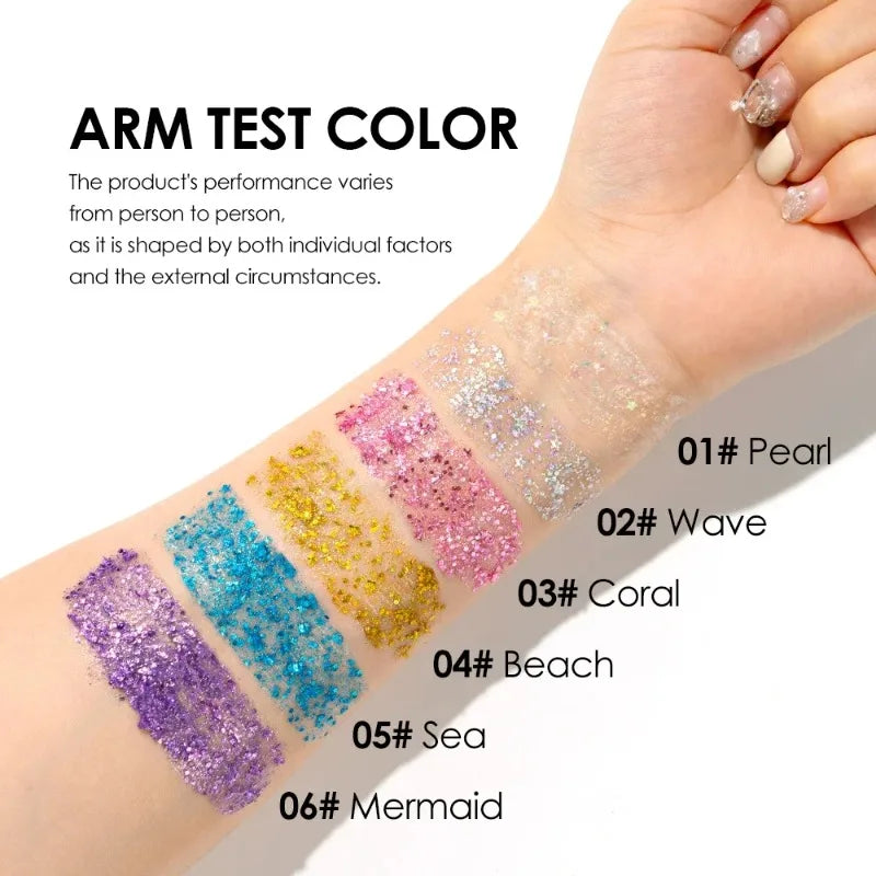 Sparkling Sequins Glitter Gel Stick Face Body Glitter Painting Highgloss Shine White Pearl Eyeshadow Brighten Stage Party Makeup Zpaxo