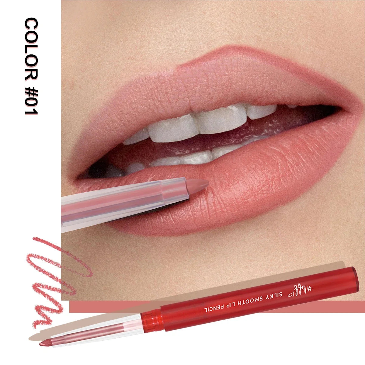 Velvet Lip Liner Crayon Matte Tapered Gradient Lipstick Pen Waterproof Non-Sticky Contouring Lip Makeup Mixed Color System Zpaxo 01