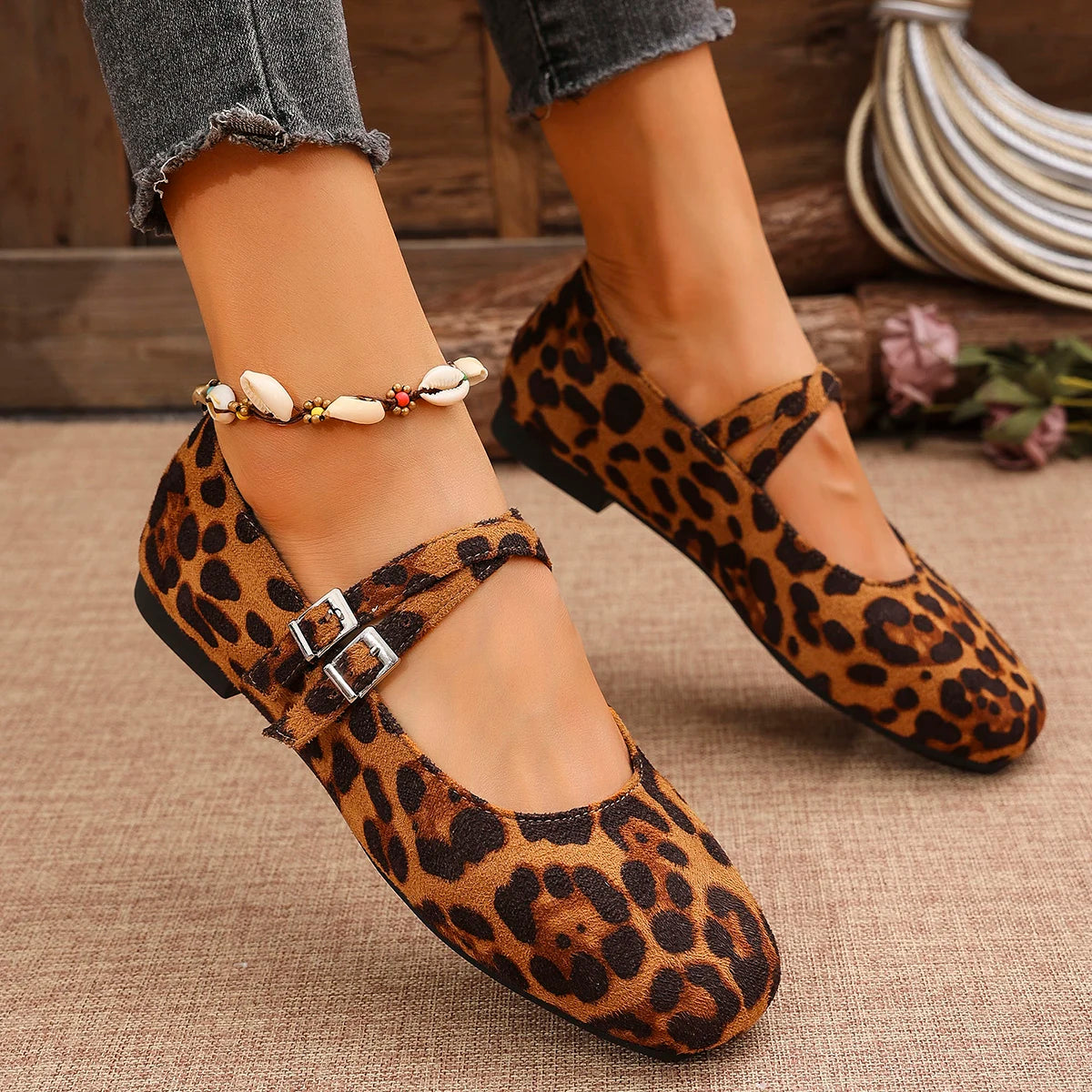 Women Flats new Ballet Flat Mary Jane Shoes for Women Leopard Print Comfortable Soft Flat Loafers Shoes Women Zapatos De Mujer Zpaxo