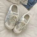 Women's Round Closed Toe Mesh Fabric Hollow Out Breathable Slippers Zpaxo Blue 38