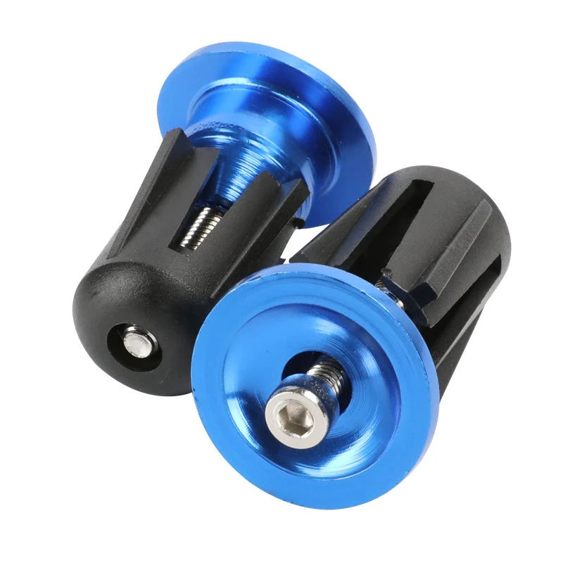 1 Pair Bicycle Handle Bar Cap End Plugs Aluminum Handlebar Stopper 6 Colors Handlebar Cap Plugs Bicycle Accessories Zpaxo blue