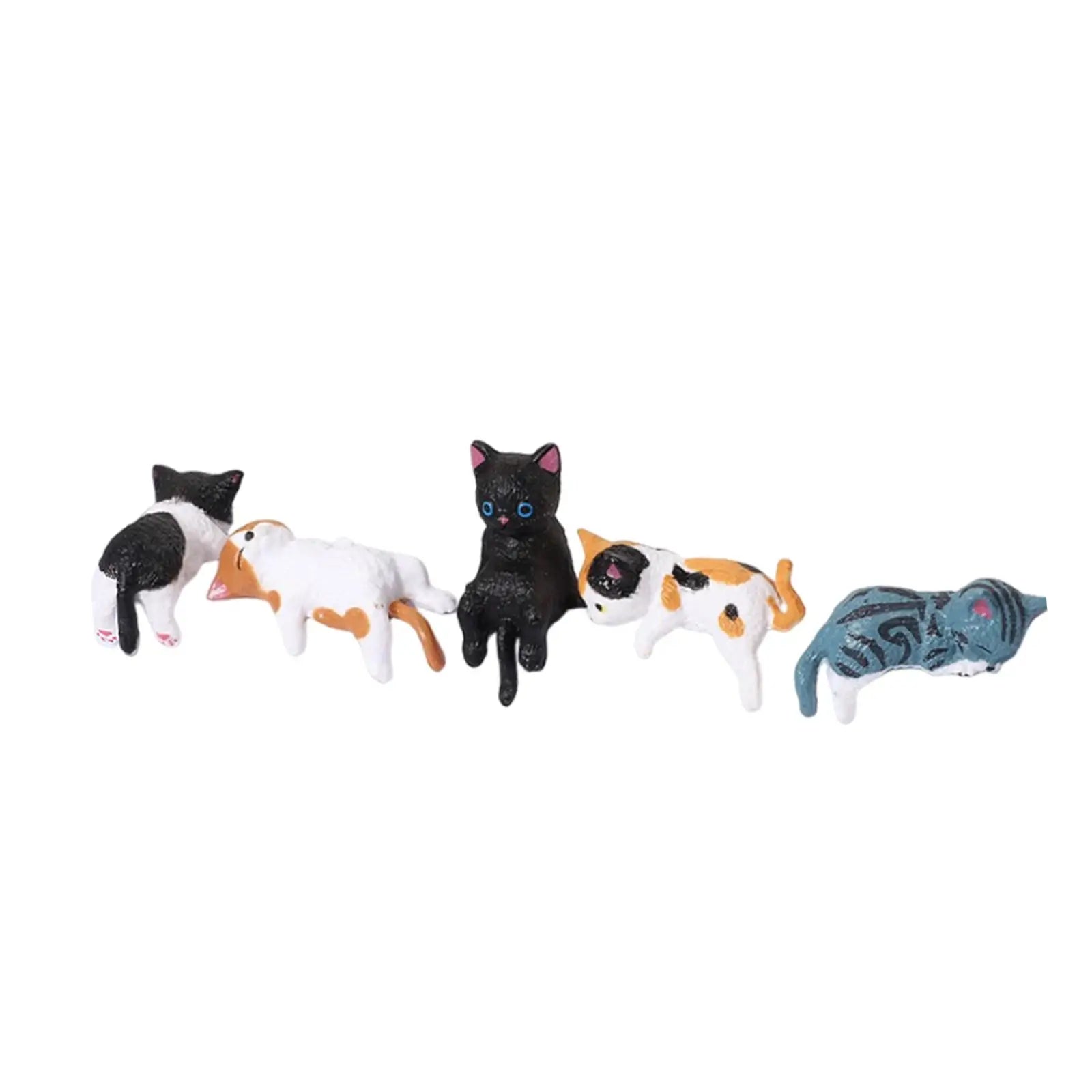 Miniature Cat Figurines – Resin Desk, Monitor & Shelf Decor Cat Figurine Set Zpaxo Style A