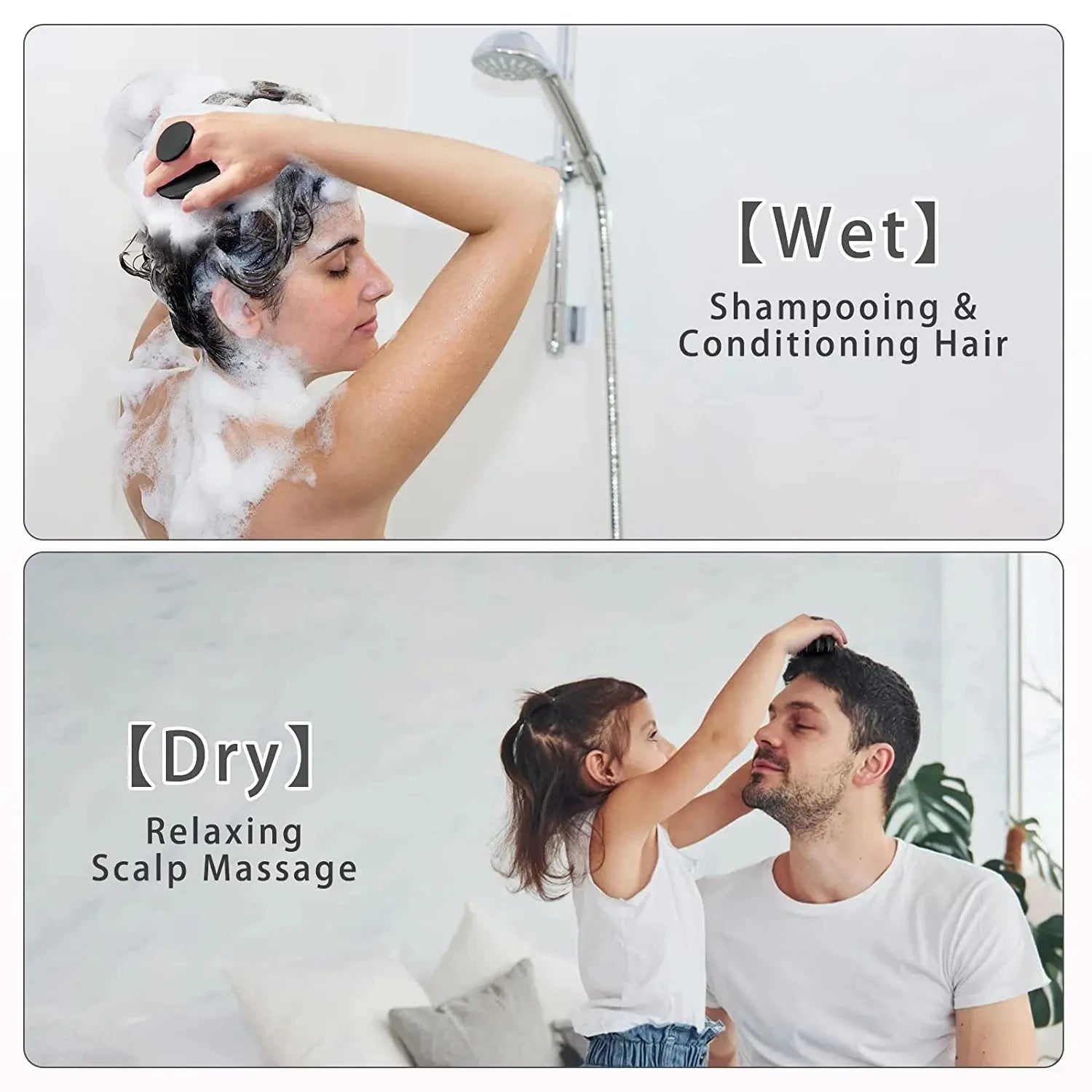 Silicone Shampoo Brush Hair Scalp Massager, Long & Stiff Spikes for Long, Curly, Thick Hair, Head Scrubber Scalp Exfoliator Zpaxo