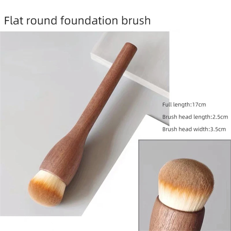 1 European Vintage Wood Handle Makeup Brush Walnut Loose Powder Blush Zpaxo Foundation Brush