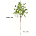 75-140cm Artificial Plants Nandina Tree Green Tall Plants Fake Leaves Plants Faux Branches for Home Garden Office Decor Zpaxo 140cm 3 branches