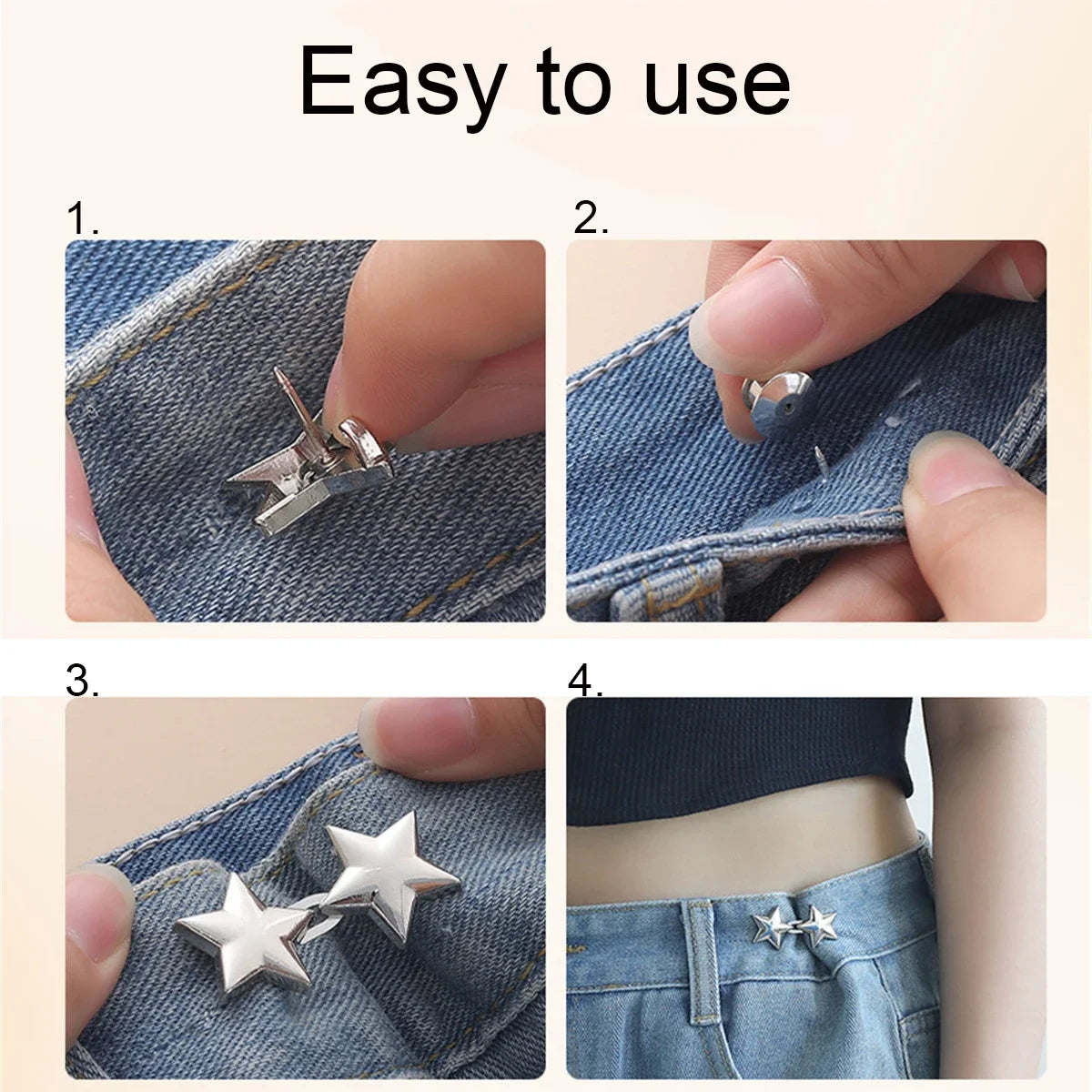 1 Pair Jeans Button Adjustable Clips for Pant Skirts Waist Tightener Buckle Snap Button Adjuster Pants Pin Retractable Button Zpaxo