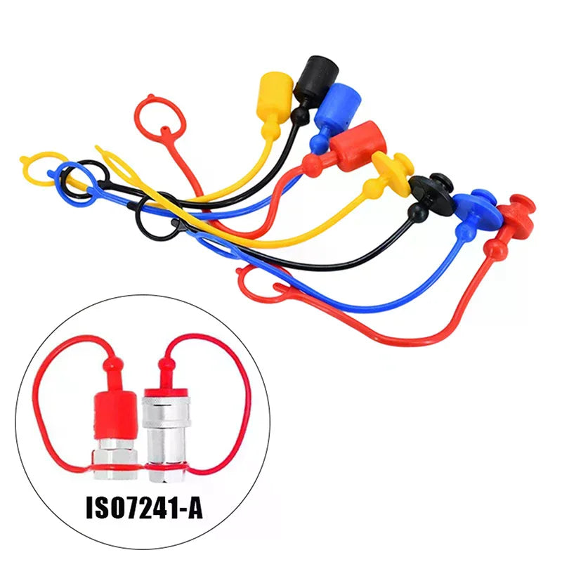 1/5Pairs 1/2 ISO-A Hydraulic Quick Coupler Male Dust Cap And Female Plug Cover Fits Hydraulic Quick Disconnects Coupler Zpaxo
