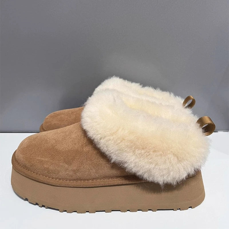 Women Ankle Snow Boots Fashion Platform Low Slippers Home Room Cotton Zpaxo 40 maroon