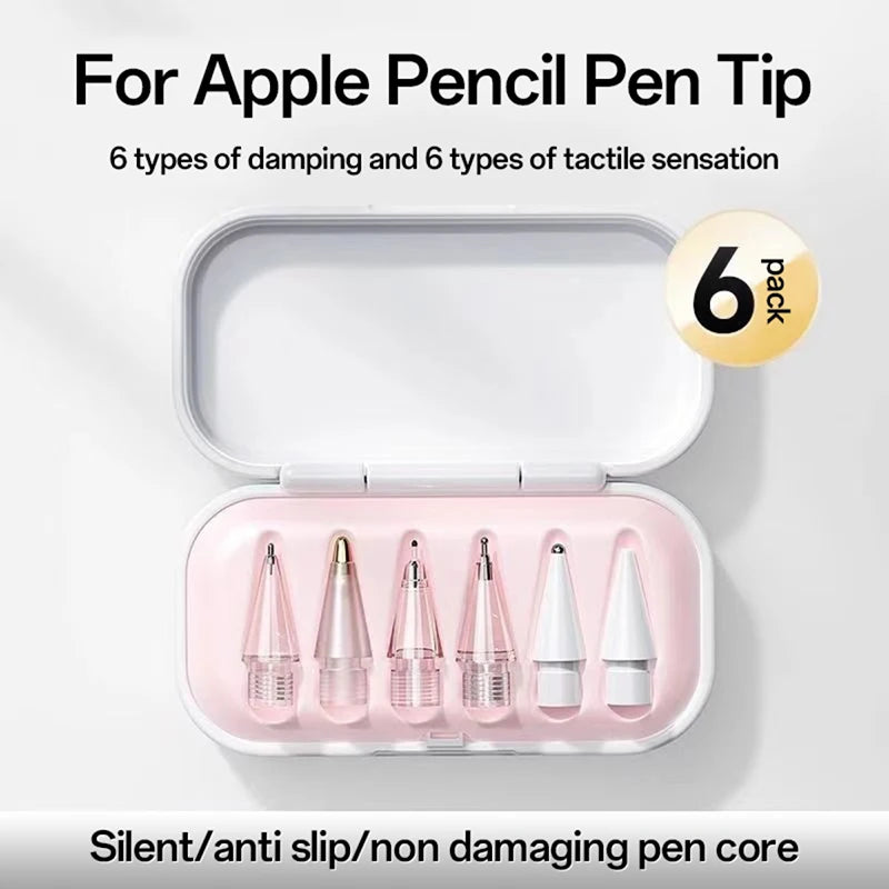 6Pcs/Set Replacement Tips For Apple Pencil 1st 2nd Generation Clear Spare Nibs Stylus Smooth Writing Mute Nib For iPencil 1 2 Zpaxo