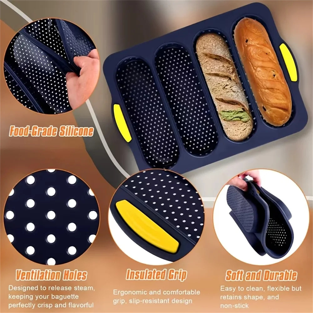 Baguette Baking Tray Mold 4 Waves Bread Dog Tool Hamburger Toast Zpaxo