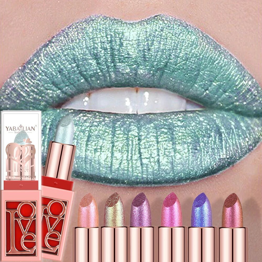 Metallic Green Chameleon Lipstick Changing Shimmer Glitter Diamond Zpaxo