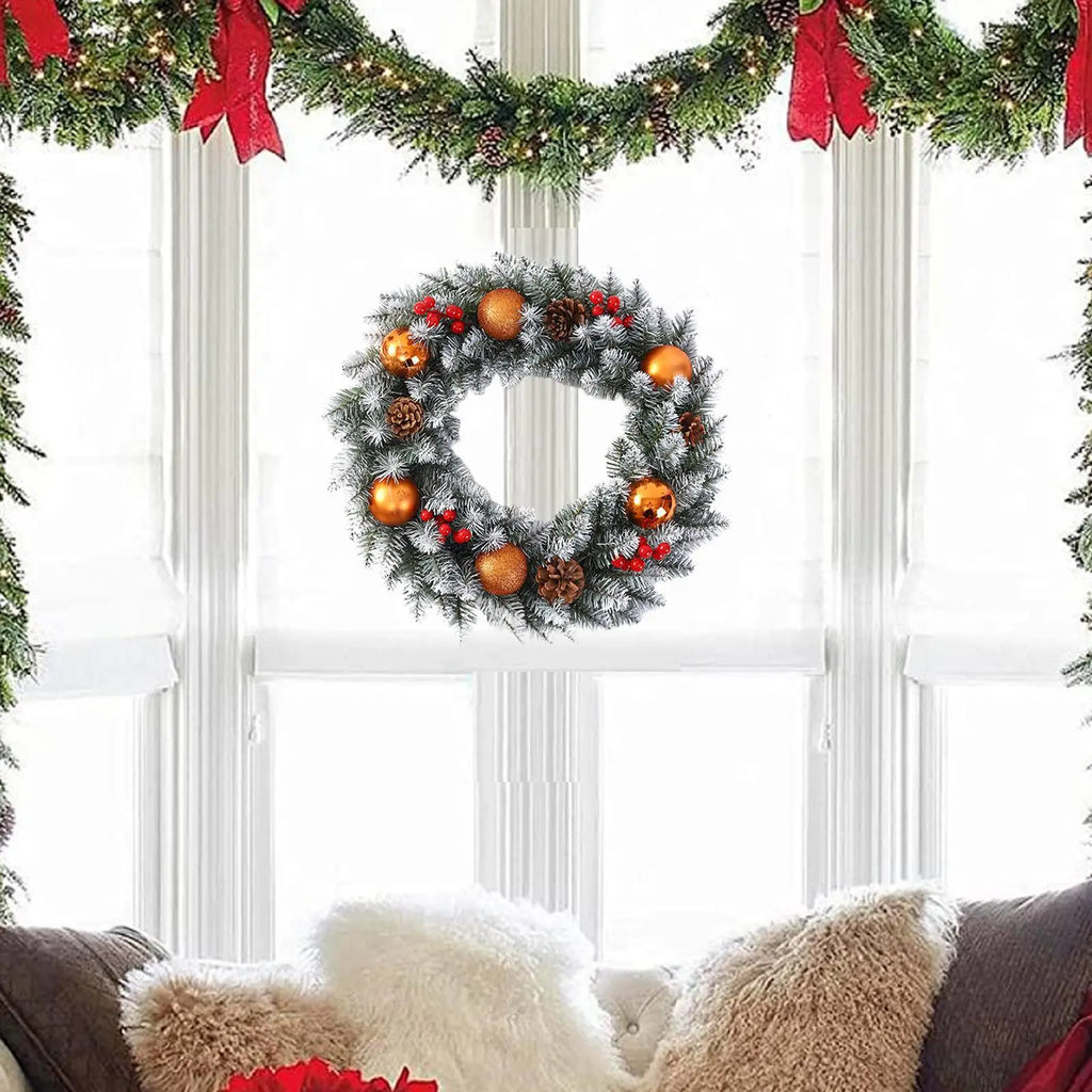Christmas Wreath Front Door Realistic Winter Welcoming Artificial