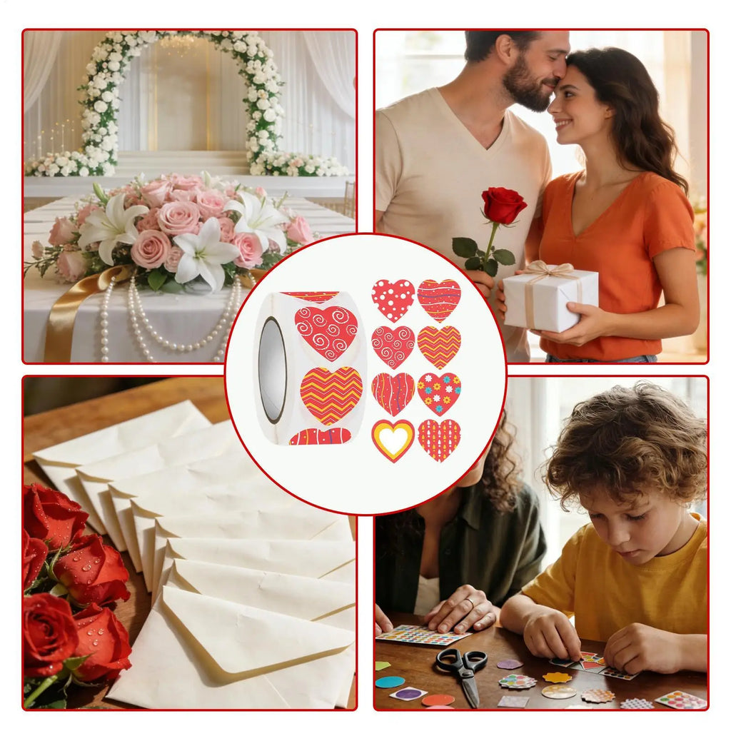 Valentine Heart Stickers 500 Pieces Heart Shape Labels Decals Decorative Sticker For Wedding Birthday Party Classroom Zpaxo