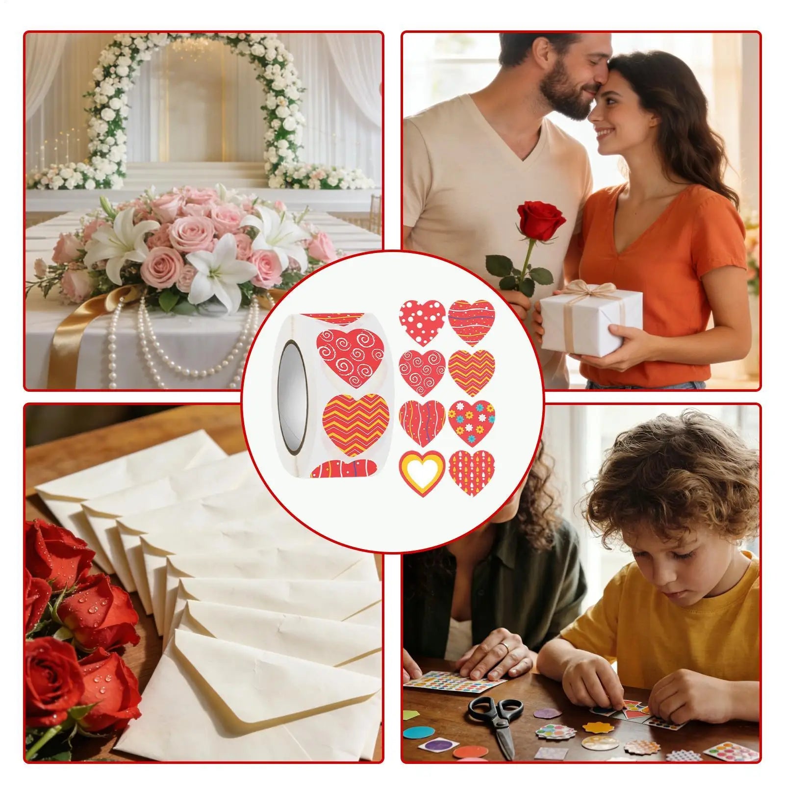 Valentine Heart Stickers 500 Pieces Heart Shape Labels Decals Decorative Sticker For Wedding Birthday Party Classroom Zpaxo