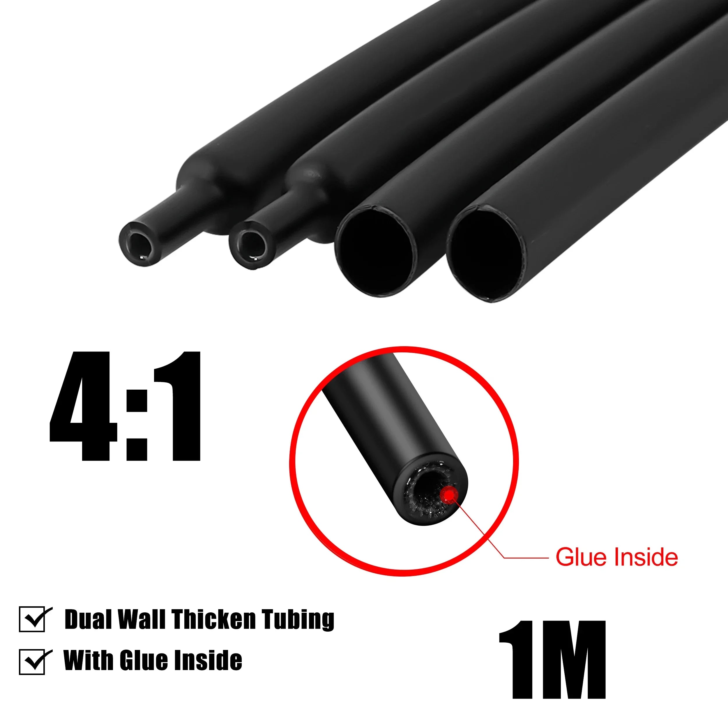 1m 41 Sealing Waterproofing AntiCorrosion Protection And Heat Shrink Tubing For WearResistant And Leak Proof MultiStrand Harness Zpaxo black 16mm
