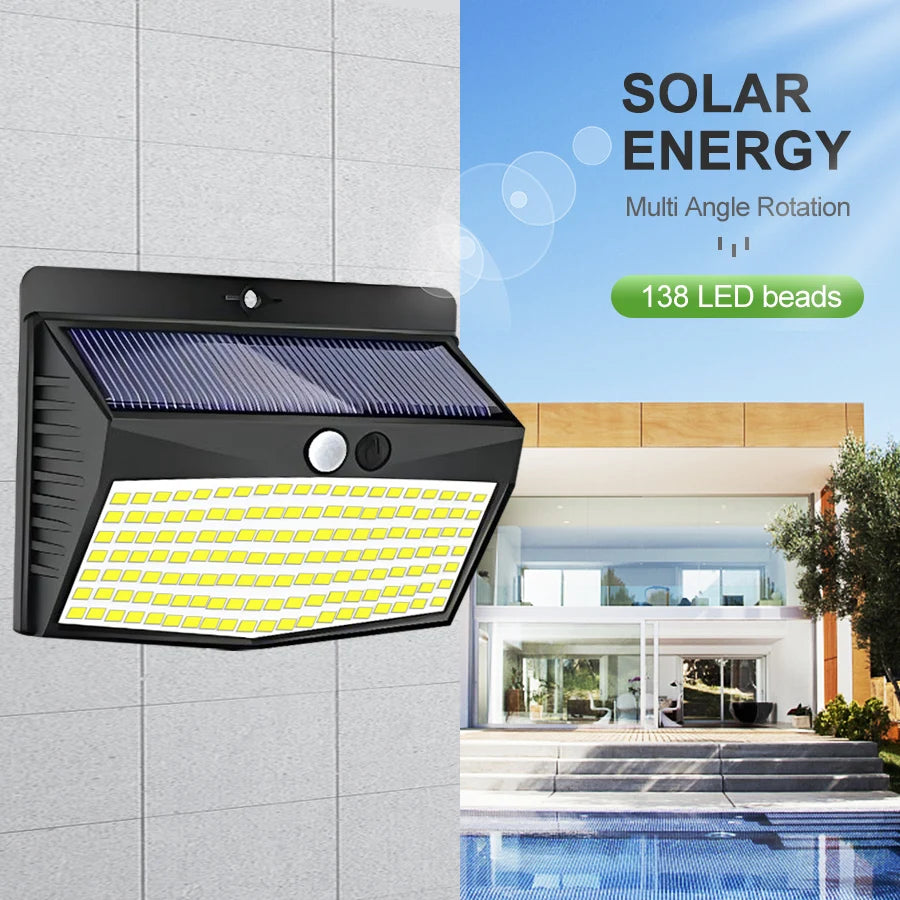 138/468/238 LED Solar Light Outdoor Waterproof For Garden Powered Sunlight Street Wall Light Security Lighting 3 Mode Zpaxo