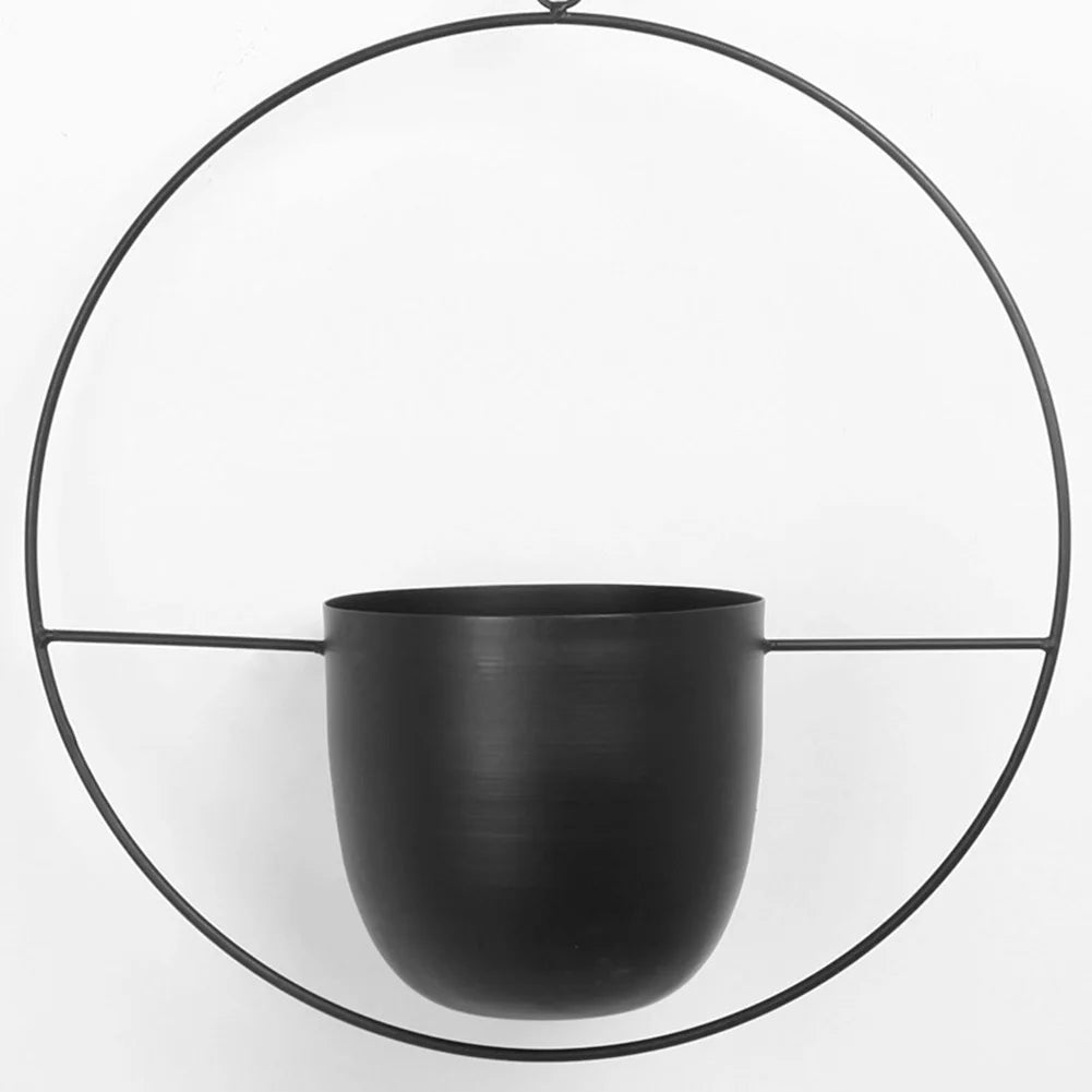 Metal Plant Holders Pots Round Oval Shape Minimalist Planter 2 Wall