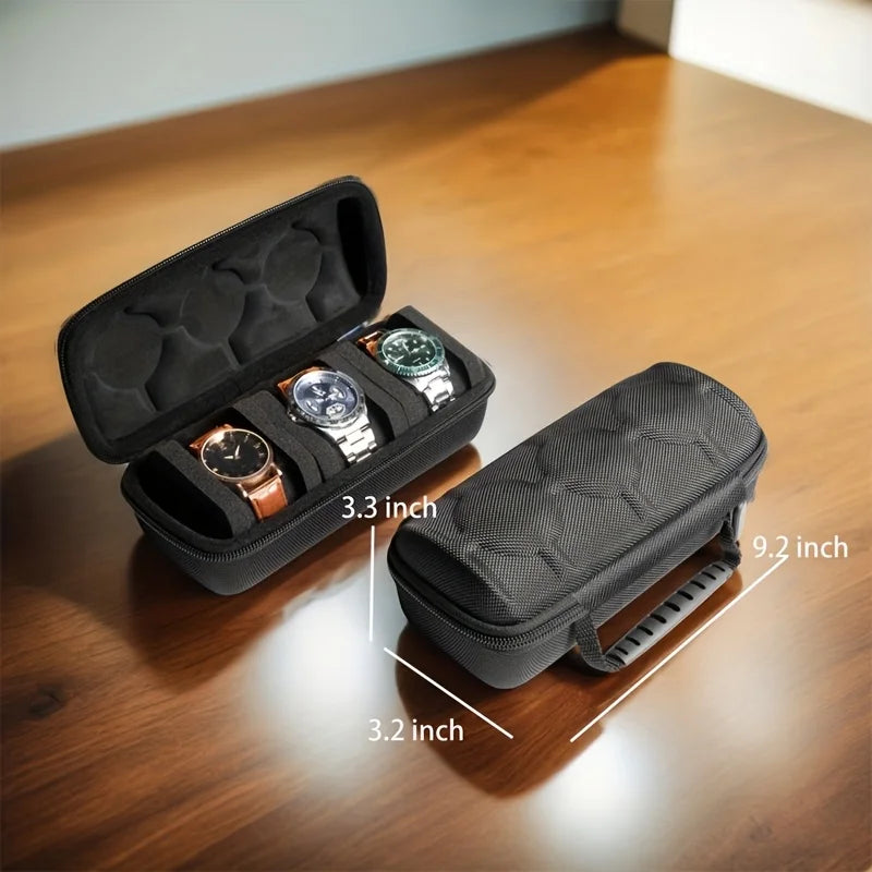 Hardshell Watch Case Travel 3 Slots Storage Organizer Box Soft Foam