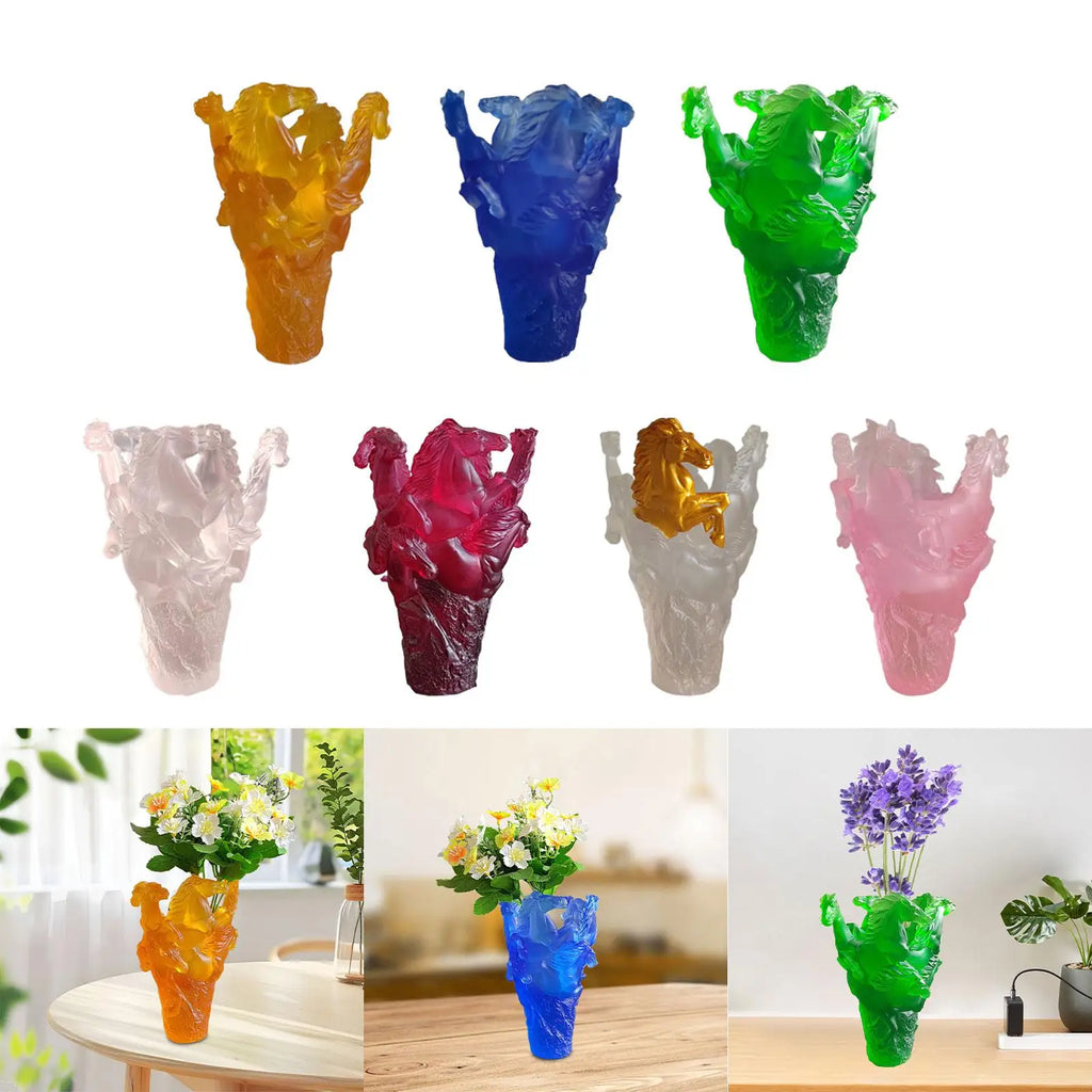 Multi-Horse Shaped Resin Flower Vase | Table Centerpiece Decor Decorative Resin Vase Zpaxo
