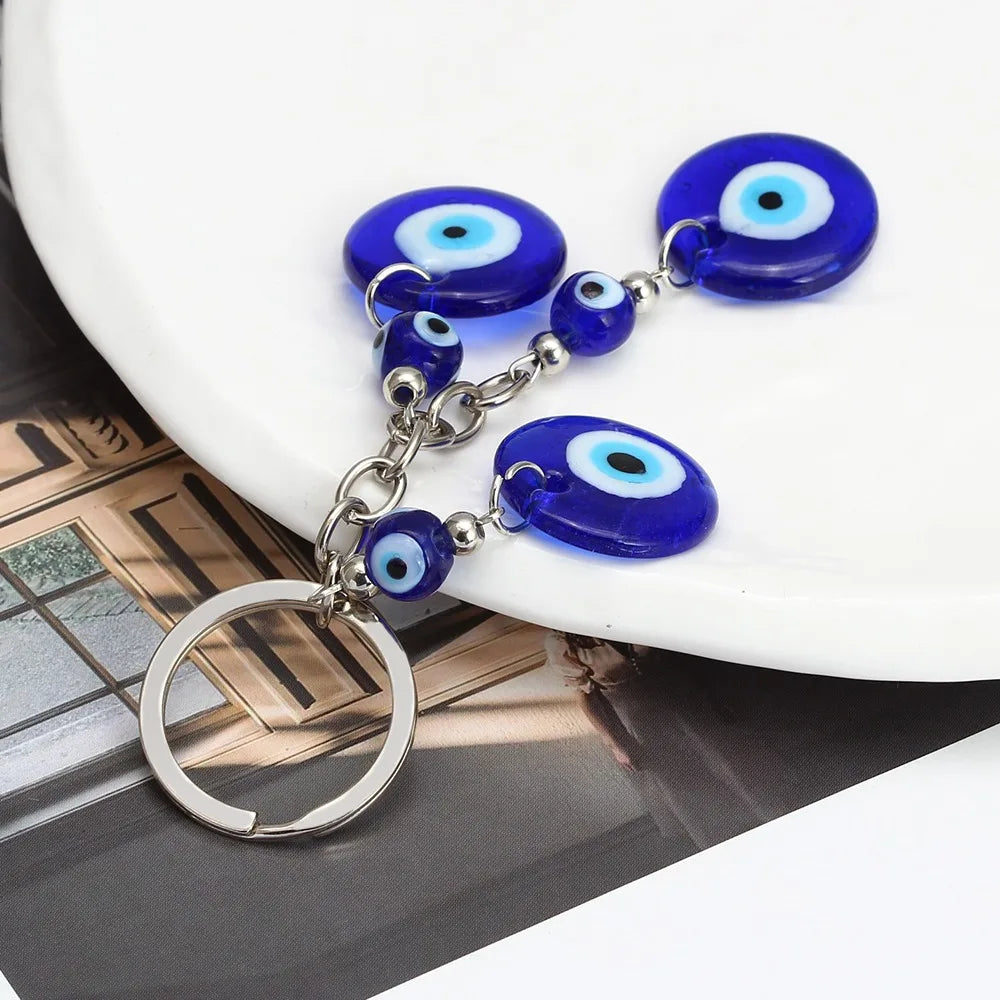 Fashion Retro Feather Chain Good Lucky Palm Ornament Key Ring Car Key Pendant Demon Eye Key Chain Zpaxo
