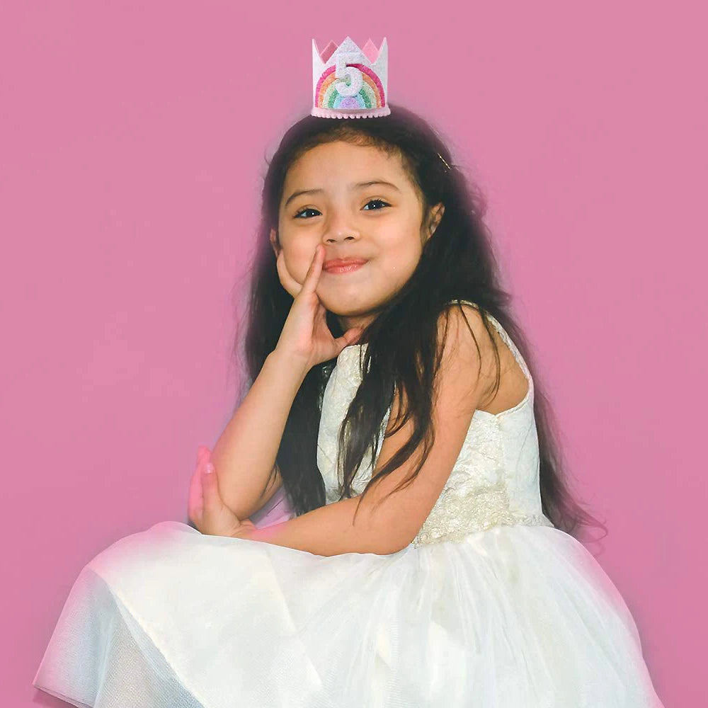 Felt Rainbow Crown Birthday Party Crowns 1st 2nd 3rd Happy Decor Kids