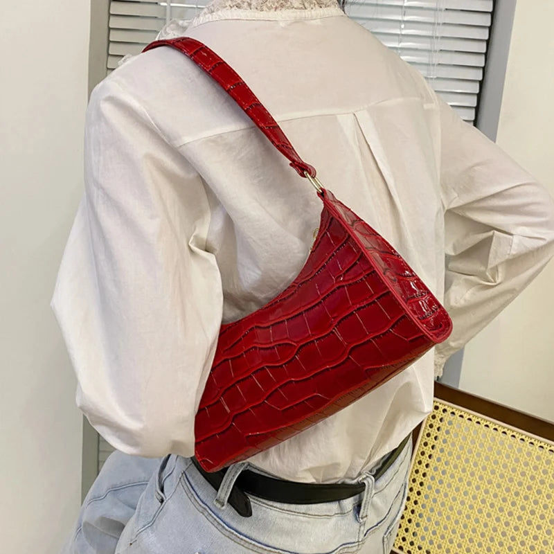 Alligator Pattern PU Leather Bag for Women Armpit Handbag Female Small Underarm Purse Shoulder Bag Women Hand Bag Purses Zpaxo