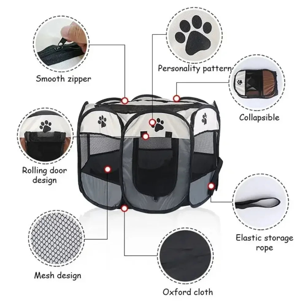 Portable Foldable Pet Tent Kennel Octagonal Fence Puppy Shelter Easy To Use Outdoor Easy Operation Large Dog Cages Cat Fences Zpaxo