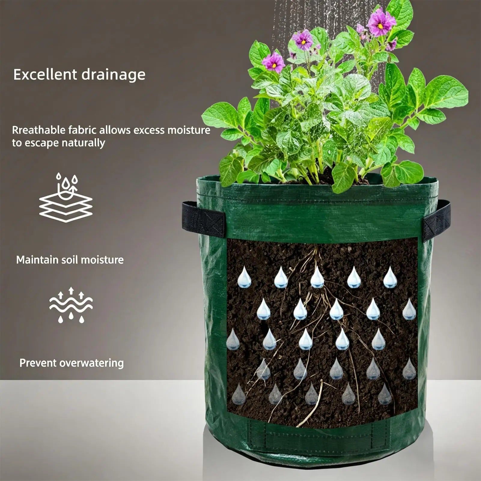 Grow Bags 4-Pieces Fabric Gardening Planter Containers Growing Bags with Flap and Handles for Indoor Vegetable Flower Nursery Zpaxo