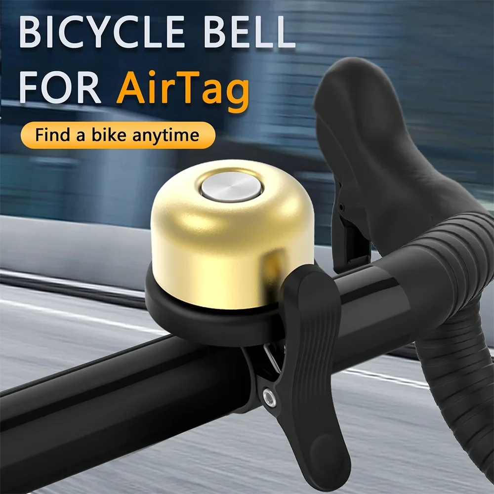 Bicycle Bell For Air Tag GPS Tracker Under Bike Bell Holder Bicycle Brass Bell For AirTag Case Anti-Theft Waterproof Bike Mount Zpaxo