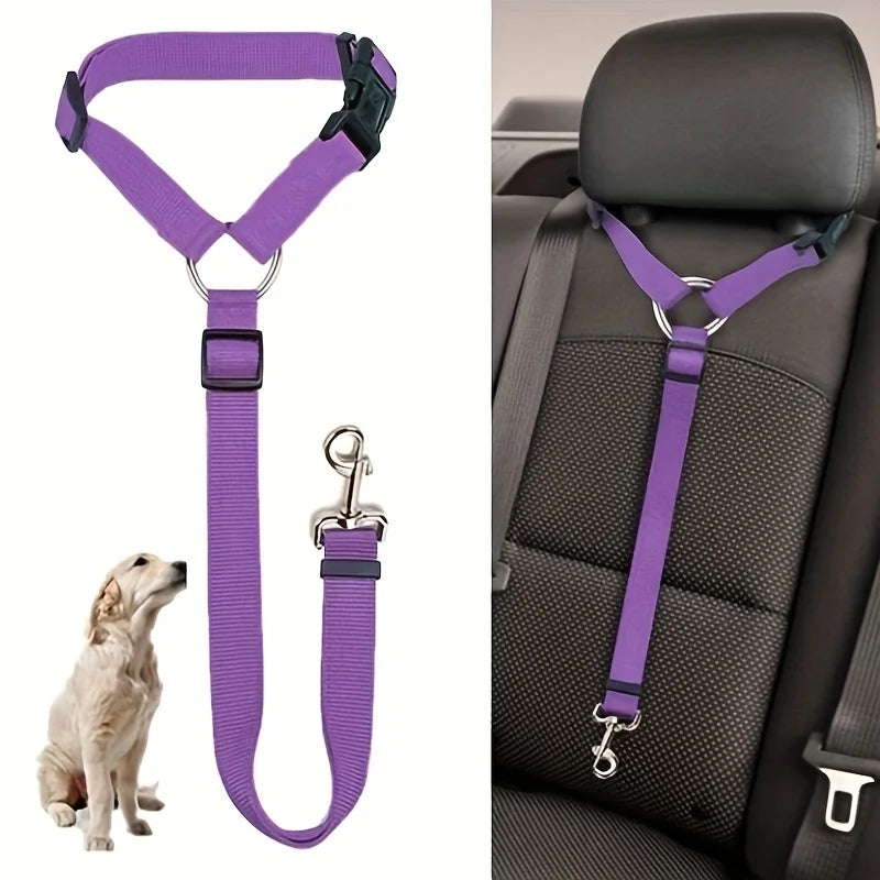 Pet Car Seat Belt Adjustable 2-in-1 Nylon Strap Rear Zpaxo
