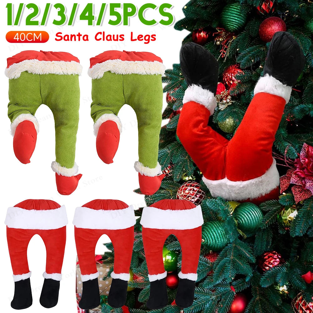 1- Year Car Christmas Elf Santa Legs Decoration Decor Home Xmas Tree