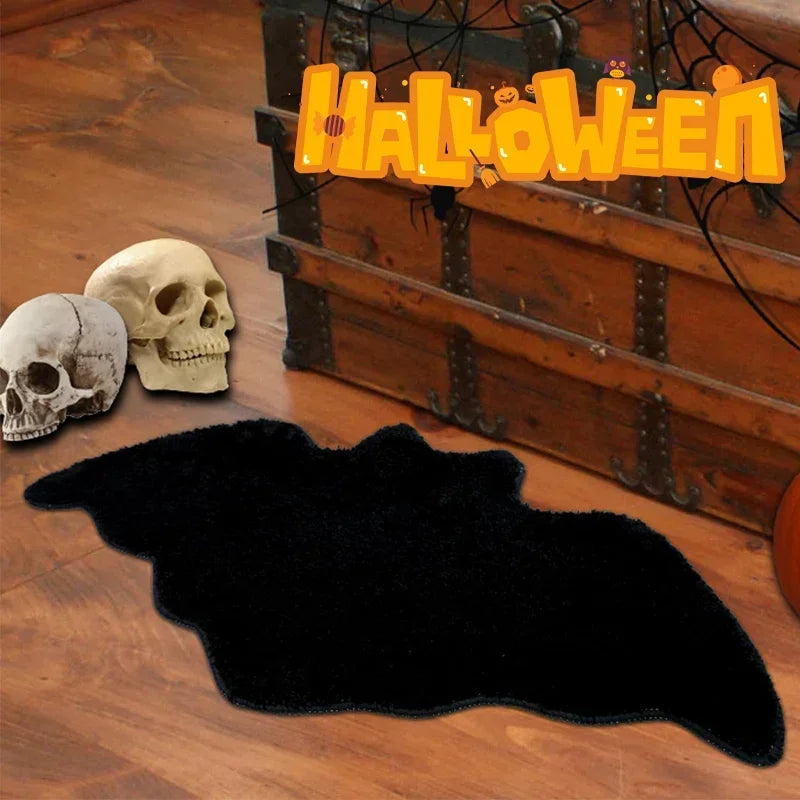 Spooky Halloween Spider Web Doormat Bat Rug Crystal Velvet Non-slip