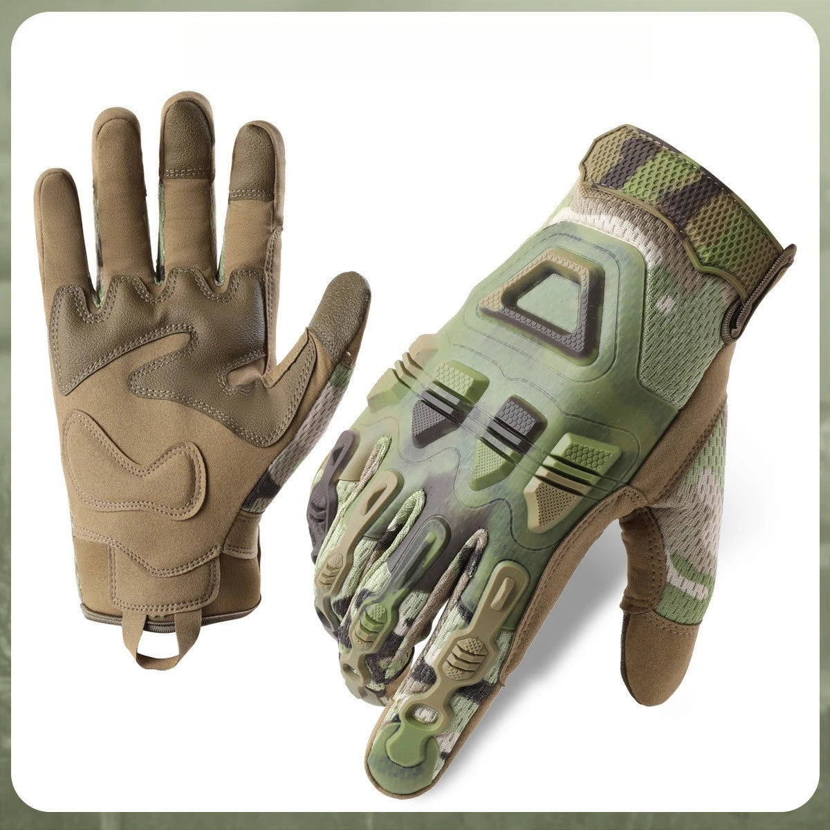 Full finger tactical gloves for mens touch screen protection anti slip and wear-resistant outdoor cycling sports tactical gloves Zpaxo camouflage2 L