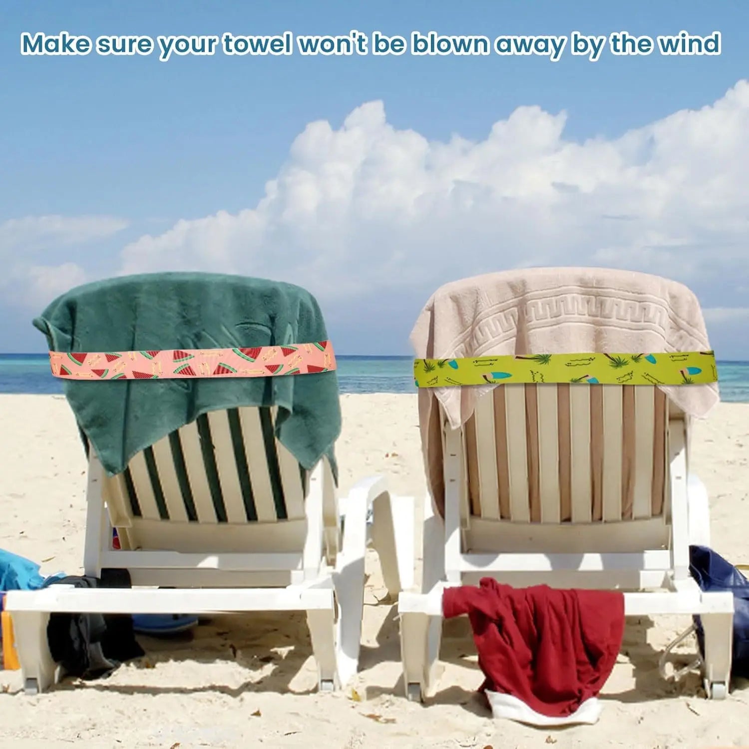 5pcs Towel Bands for Beach Chairs Cruise Towel Clips for Lounge Pool Chairs Elastic Strap for Lounge Pool Hawaiian Accessories Zpaxo