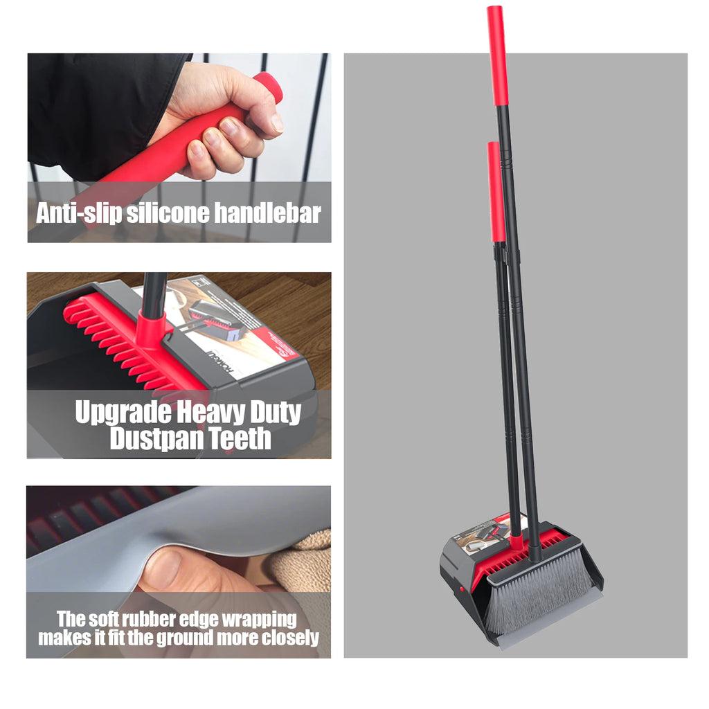Household Broom and Dustpan set-Combination with Long Handle Foldable Duatpan and Floor Brush Zpaxo
