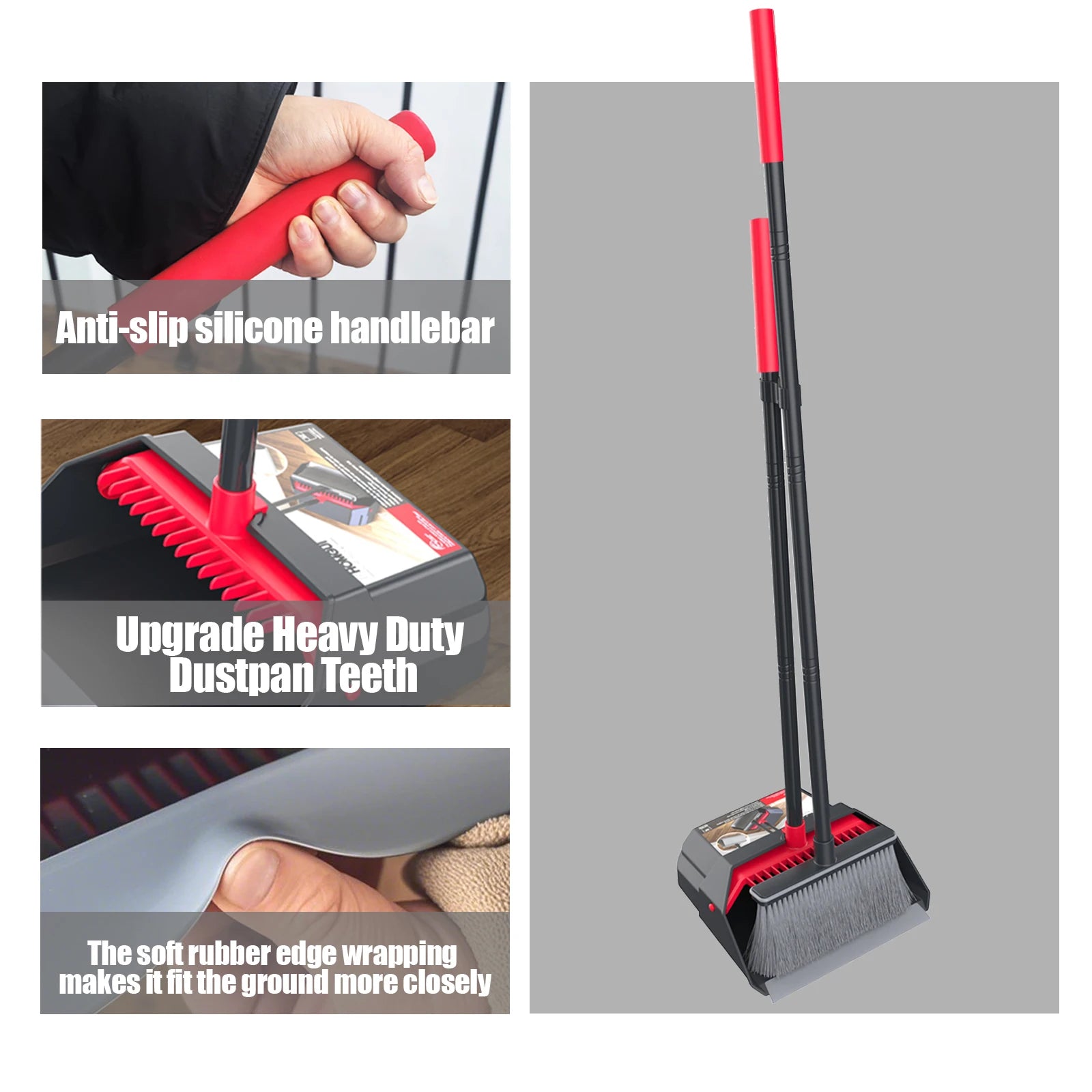 Household Broom and Dustpan set-Combination with Long Handle Foldable Duatpan and Floor Brush Zpaxo