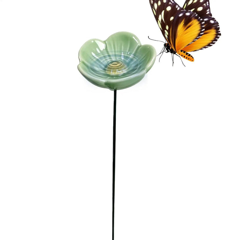 Ceramic Bee Watering Station – Flower Garden Stake & Bird Bath Bee Watering Station Zpaxo