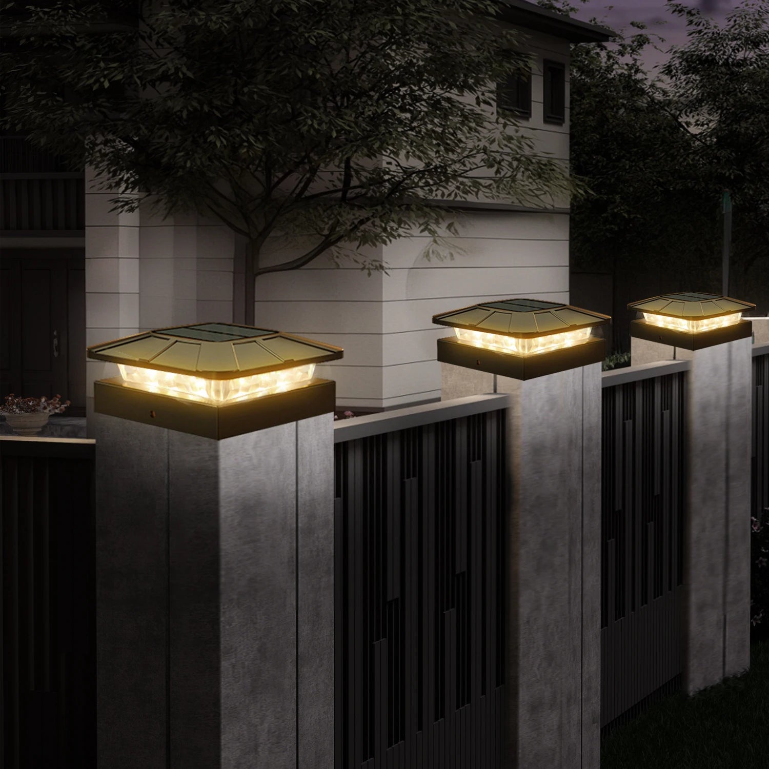 Outdoor Solar Post Cap Lights 3 Modes Fence Light Solar Powered Waterproof Gate Light For 4 Inch Wood Posts Yard Garden Outside Zpaxo