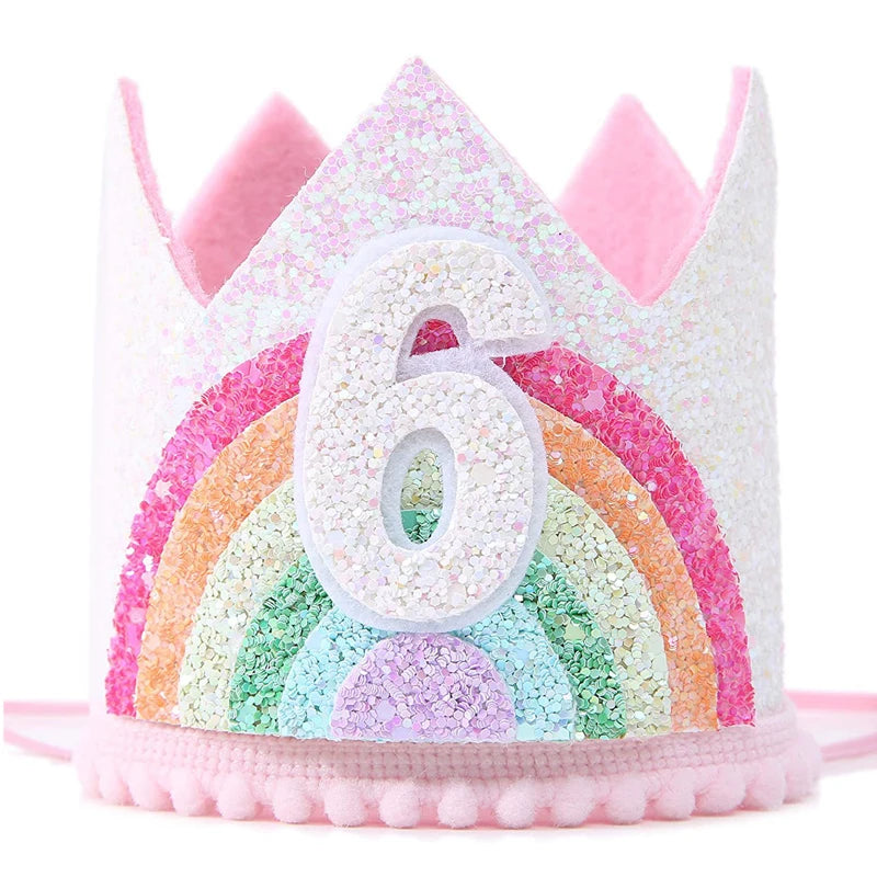 Felt Rainbow Crown Birthday Party Crowns 1st 2nd 3rd Happy Decor Kids
