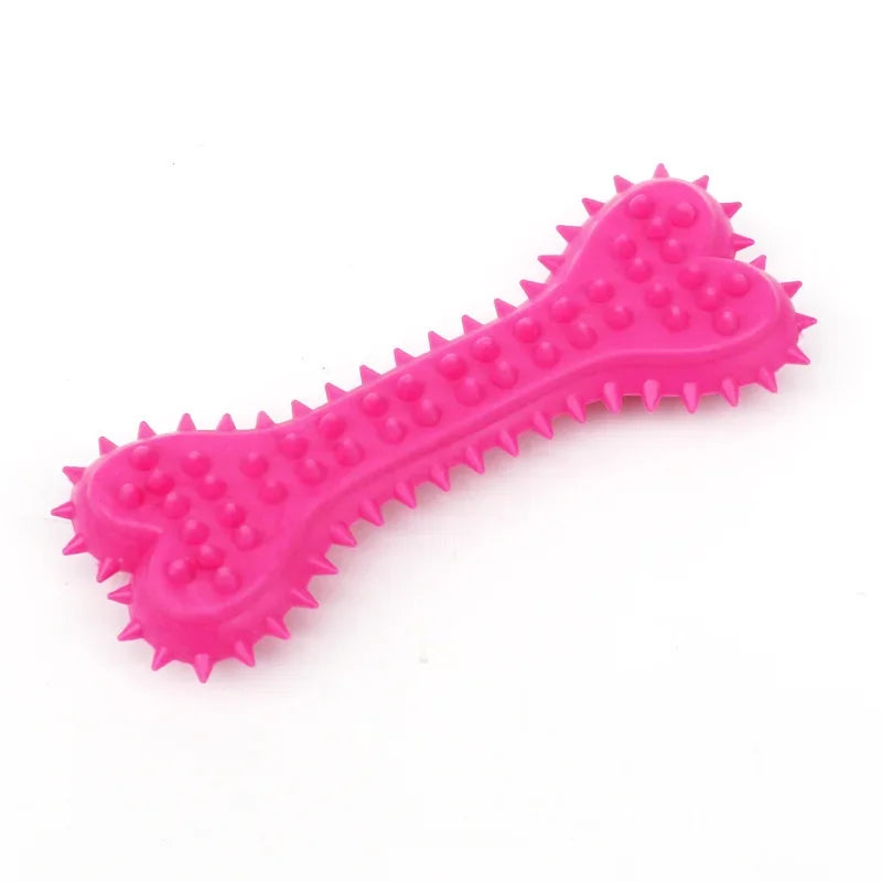 1PC Pet Chew Toy Soft Rubber Bite-resistance Bone Shape Teeth Grinding Chewing Toys for Small Dogs Training Pet Supplies Zpaxo Pink