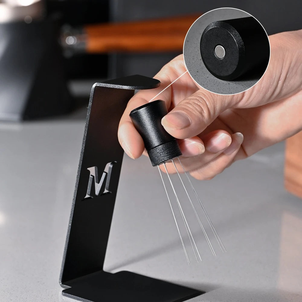8-Needle Espresso Coffee Stirrer Distributor with Magnetic Stand