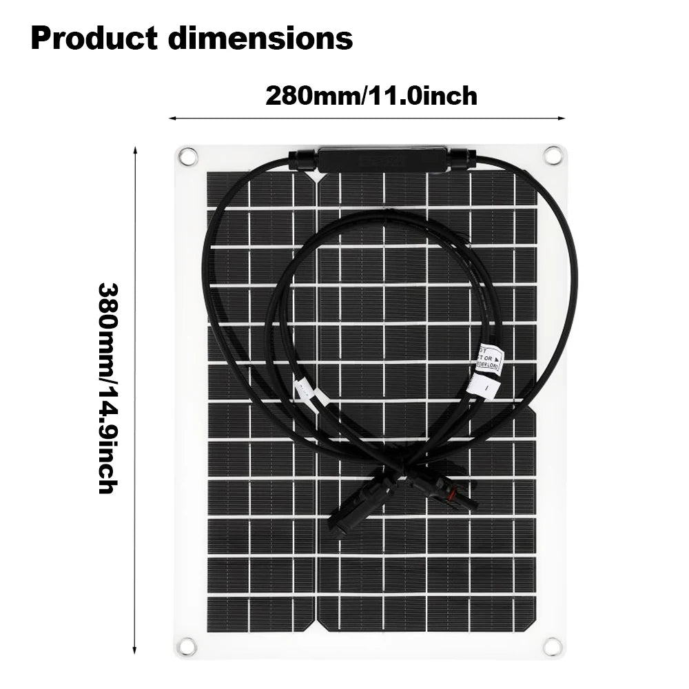 50W Flexible Solar Panel Ultra-Thin 2mm Bendable IP67 Waterproof PV Outputs Stick-On Any Surface Perfect for Curved Roofs Zpaxo