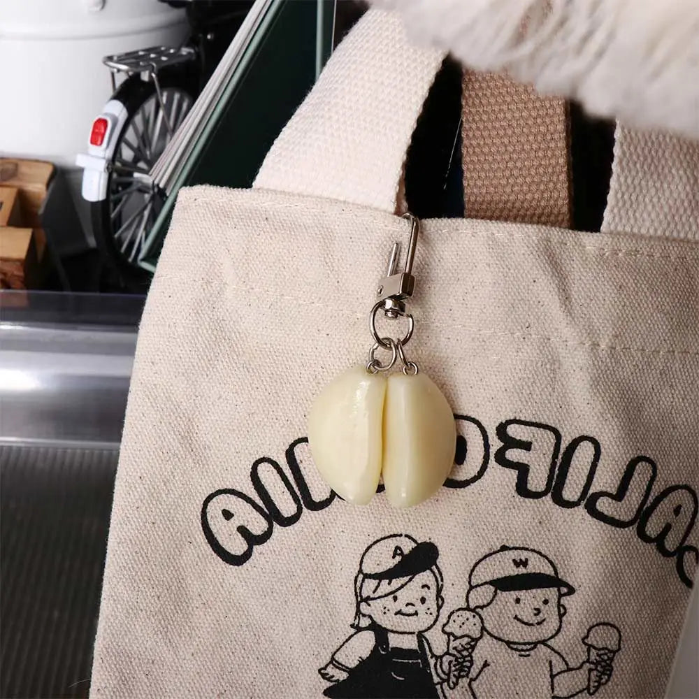 Women Men Unique Bag Pendant Jewelry Student Car Keychains Garlic Keychain Garlic Pendant Garlic Keyring Food Keychain Zpaxo