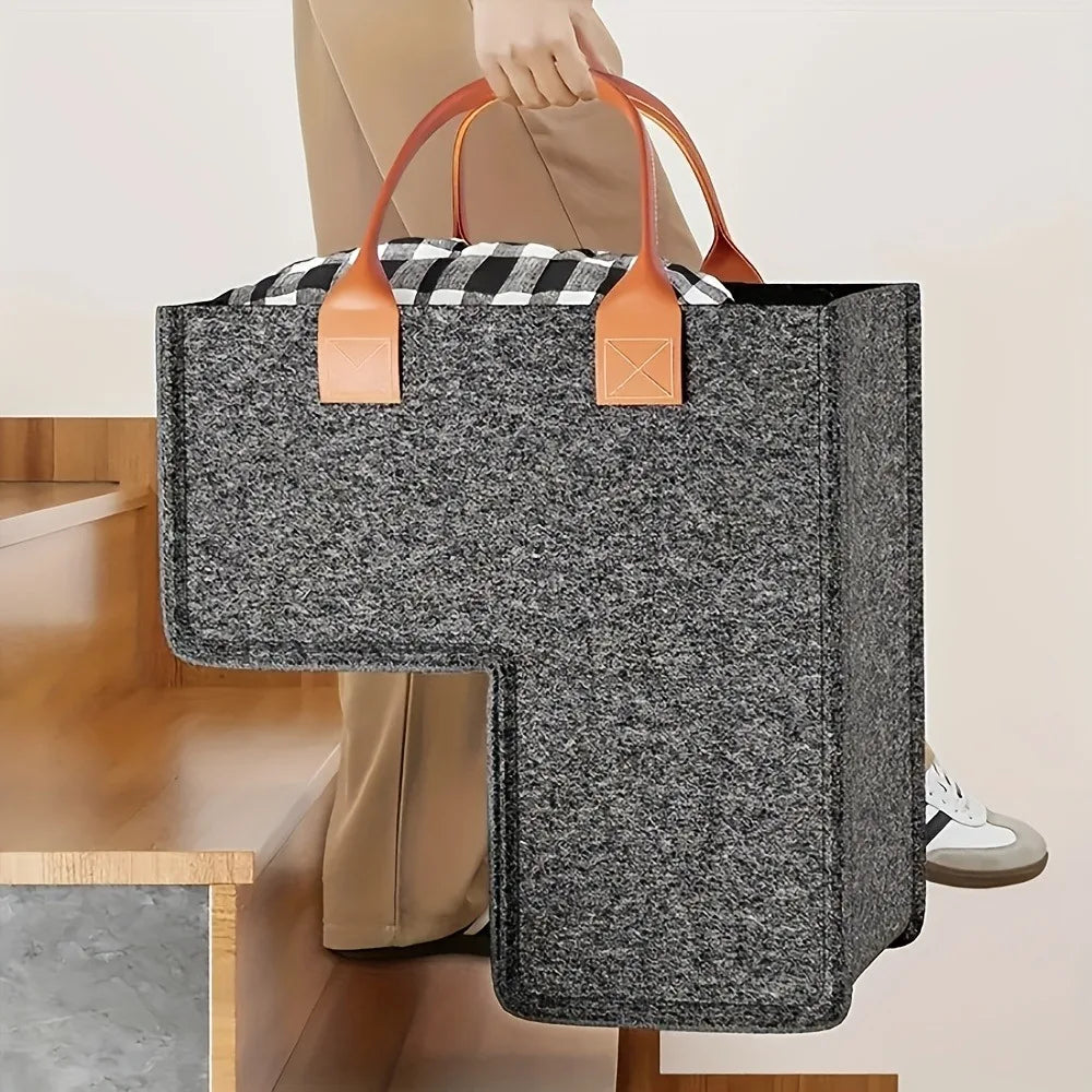 Foldable Stair Storage Basket Heavy-duty Felt Organizer View Window