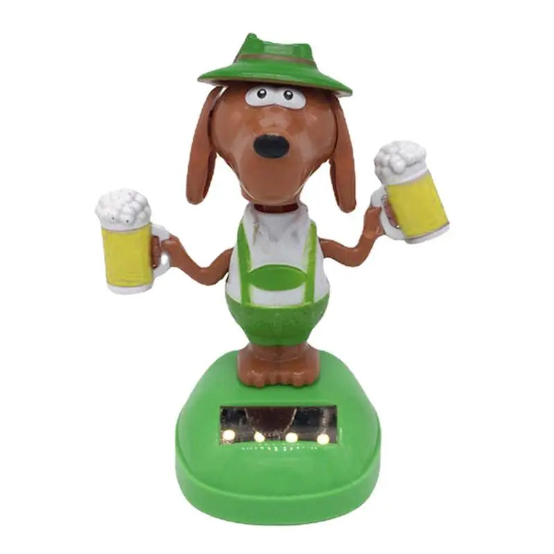Solar Powered Dancing Bobble Head Beer Dog Cute Decoration Dog Solar Car Ornament Automatic Swing Alpaca Figurine Animal Zpaxo