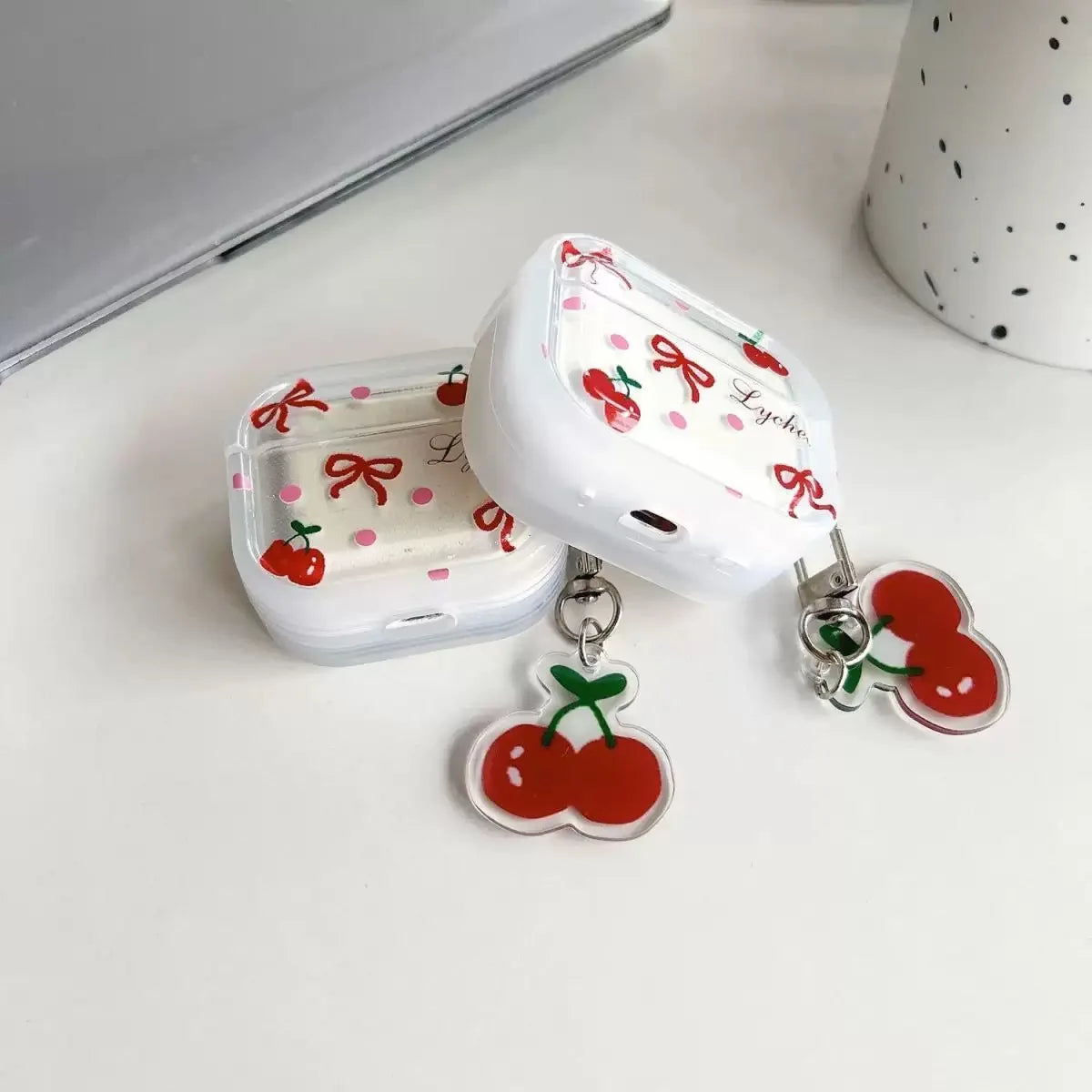 Lovely Cherry Blossom Bow For Apple Air Pods 4 3 Pro 2 1 Bluetooth Headphones Cover with Keychain Silicone Cover Protective Case Zpaxo
