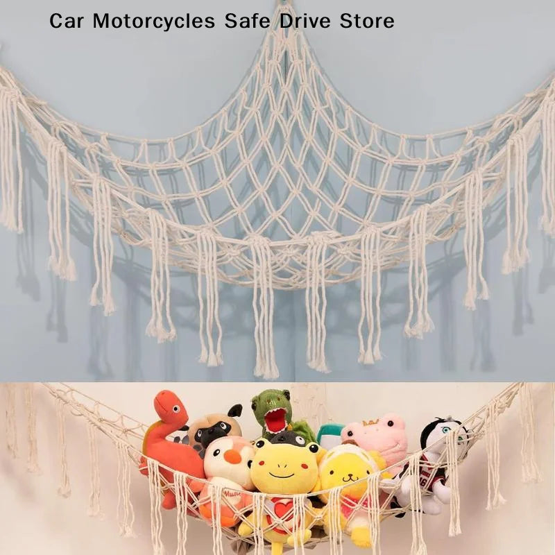 MBoho Toy Hammocks Wall Corner Hanging Storage Net Woven Tassel