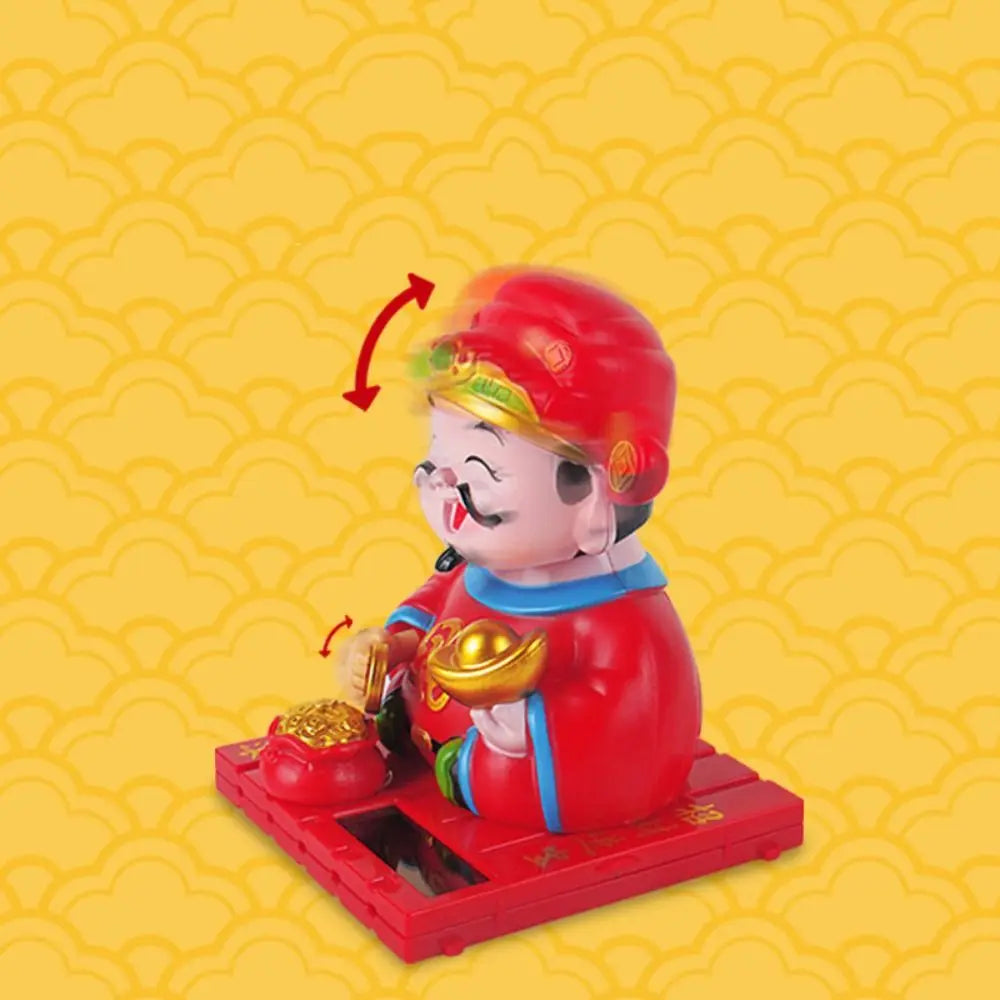 Creative Solar Powered Car Ornament Shaking Head Chinese Style Solar Swinging God of Wealth Lucky Ornaments Gift Zpaxo