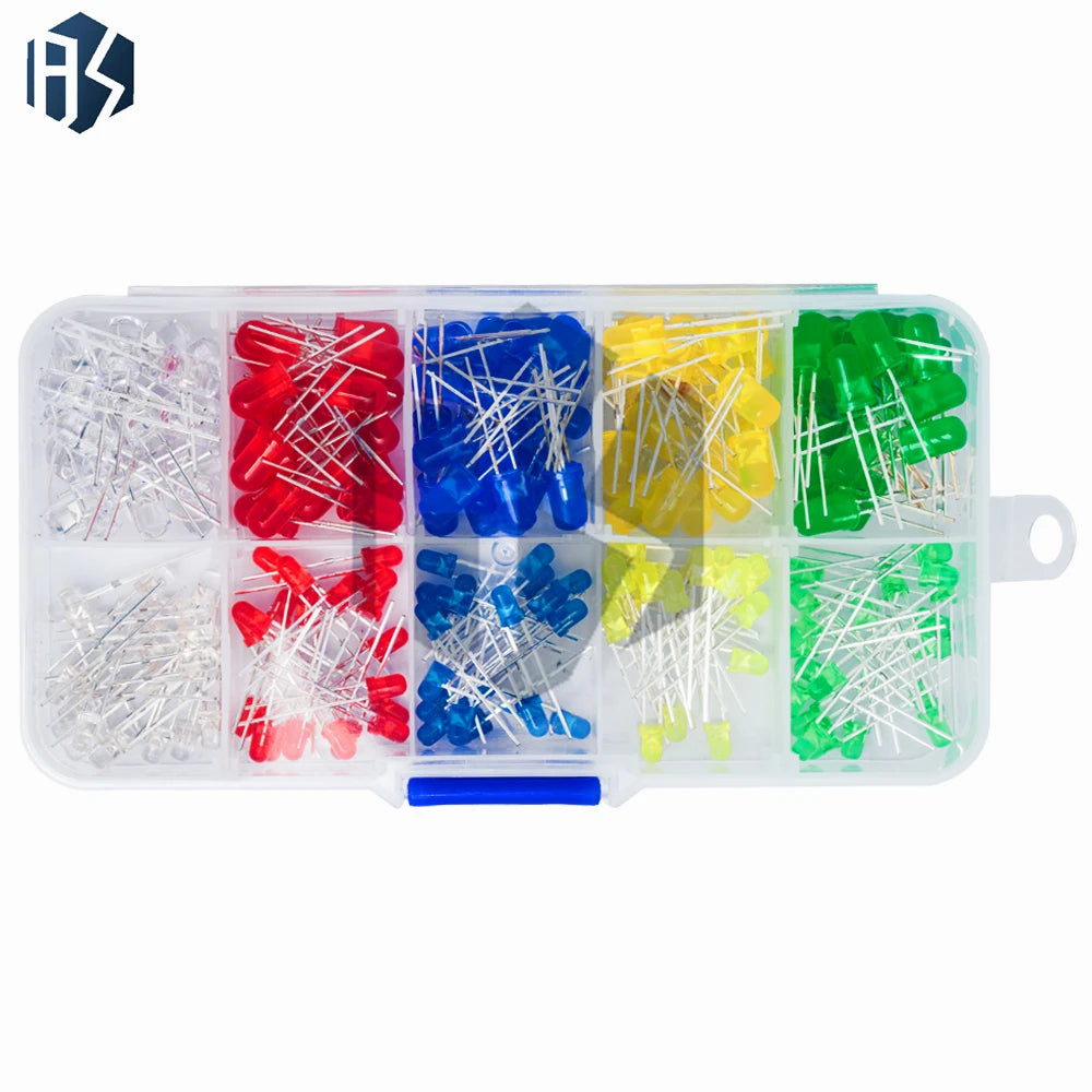 RGBYW Mixed Professional LEDs (200pcs) – 3mm/5mm 2-3.5V 20mA, Stackable Storage Box Included Zpaxo